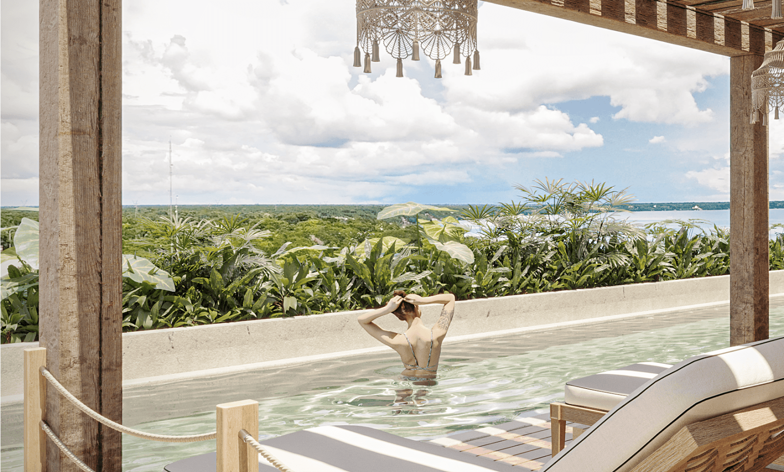 Alberca Roof Top Departamentos en Bacalar